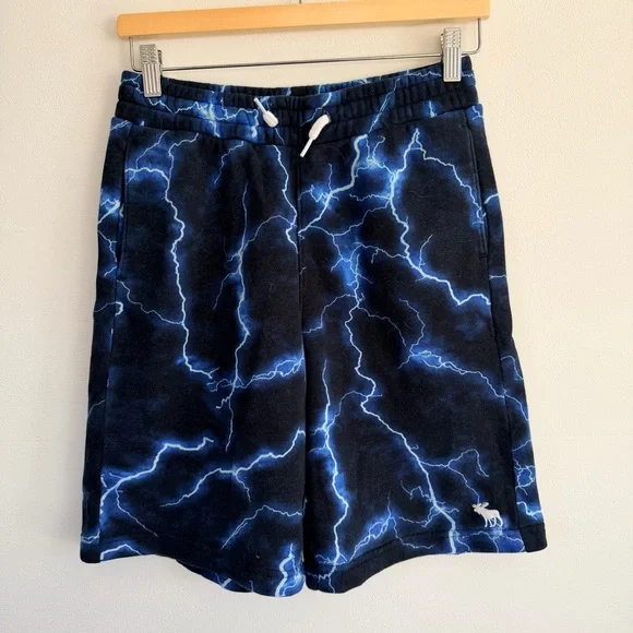 Abercrombie Kids Blue Lightning Pattern Shorts Soft and comfy Boys Size 15/16 - Picture 2 of 8